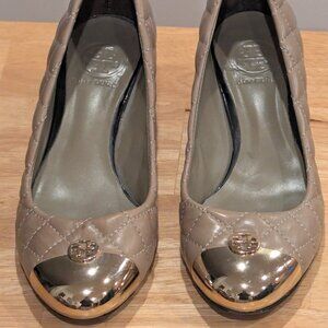 Tory Burch Kaitlin Quilted Leather Wedge Heels--Size 6.5